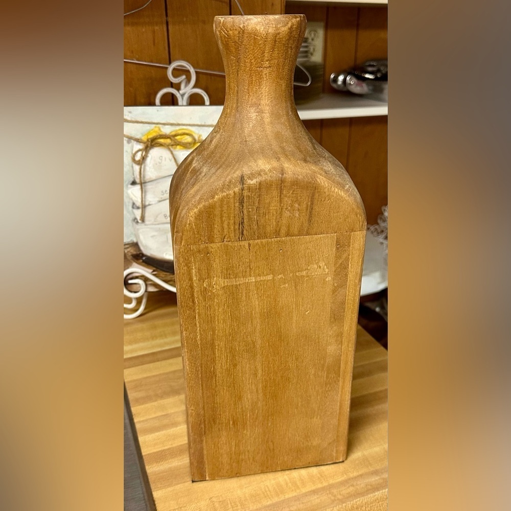 Hand crafted wooden vase 6 1/2 x 6 x 1 1/2”